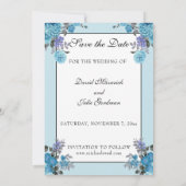 Katholieke Trouwblauw Bloemig Religieus Save The Date (Achterkant)