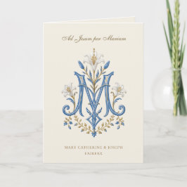 Katholieke Trouwfeest Mariabloem Monogram Bedankkaart