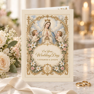 Katholieke Trouwkaart Maagd Maria & Engelen Kaart