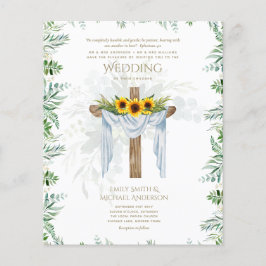 KATHOLIEKE Trouwkaart Zonnebloemen Kruis