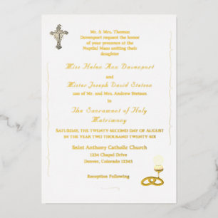 Katholieke Trouwuitnodiging Nuptial Grace Folie Uitnodiging