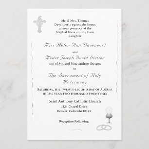 Katholieke Trouwuitnodiging Nuptial Grace Kaart