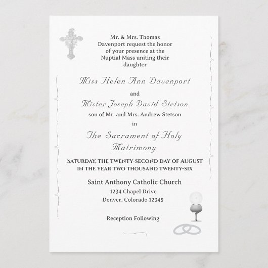 Katholieke Trouwuitnodiging Nuptial Grace Kaart