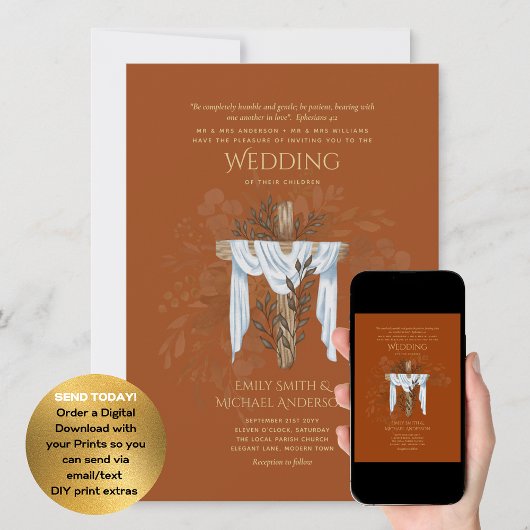 Katholieke trouwuitnodigingen Christelijk Elegant Kaart