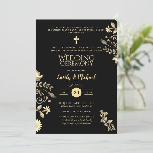 Katholieke Trouwuitnodigingen - Ouders Namen Vers Kaart (Staand voorkant)