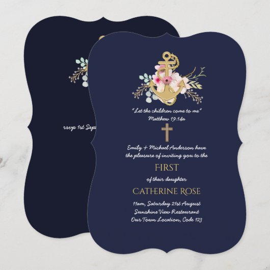 Katholieke uitnodiging voor 1e verjaardag Waterver (Voorkant / Achterkant)