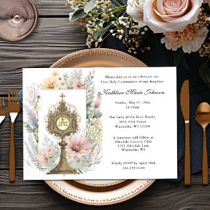 Katholieke uitnodigingen voor de eerste communie v