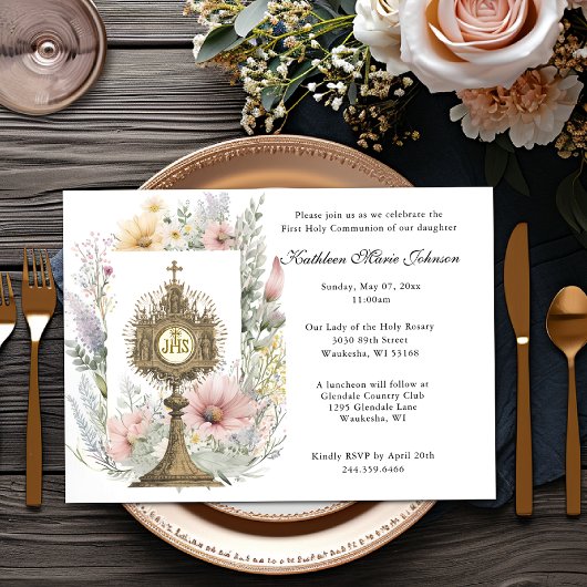 Katholieke uitnodigingen voor de eerste communie v