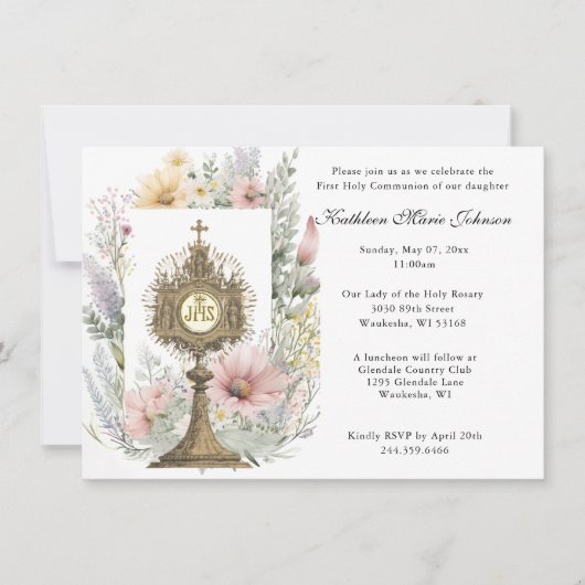 Katholieke uitnodigingen voor de eerste communie v (Voorkant)