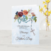 Katholieke Vaders Dag Blauwe Rozenkrans Kleurrijke Kaart (Gele Bloem)