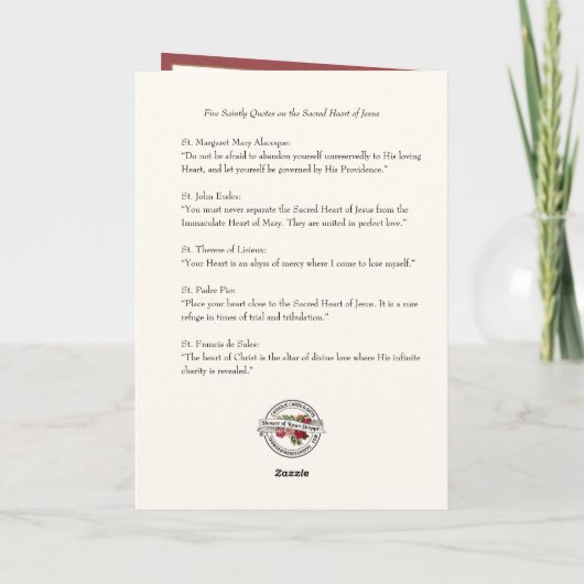 Katholieke Valentijn Rozen Heilig Hart van Jezus Kaart (Achterkant)