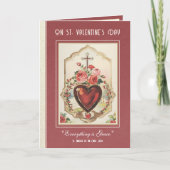 Katholieke Valentijn Rozen St. Therese Heart Cross Kaart (Voorkant)