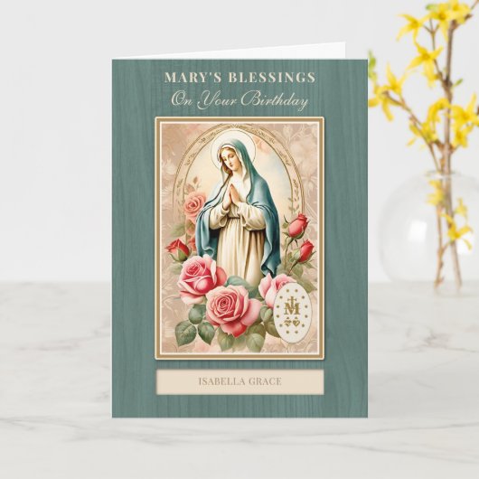 Katholieke verjaardag viering maagd Maria Kaart (Gele Bloem)