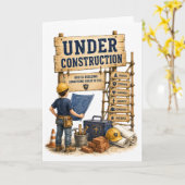 Katholieke verjaardagskaart onder constructie kaart (Gele Bloem)