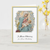 Katholieke Verjaardagsmis die Jezus Eucharistie aa Kaart (Gele Bloem)