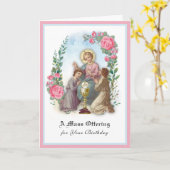 Katholieke Verjaardagsmis die Jezus Eucharistie aa Kaart (Gele Bloem)