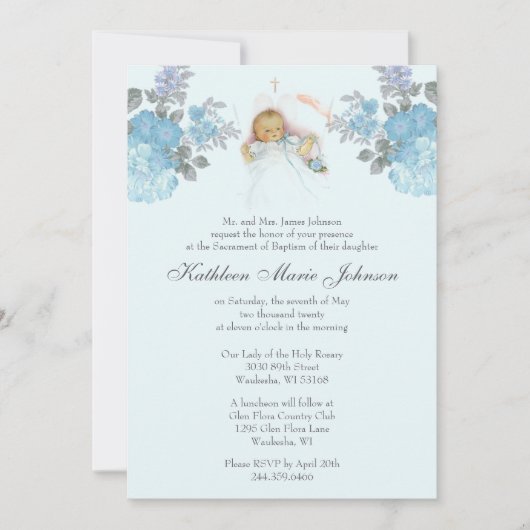 Katholieke Vintage Baptisme Christening Baby Boy Kaart (Voorkant)