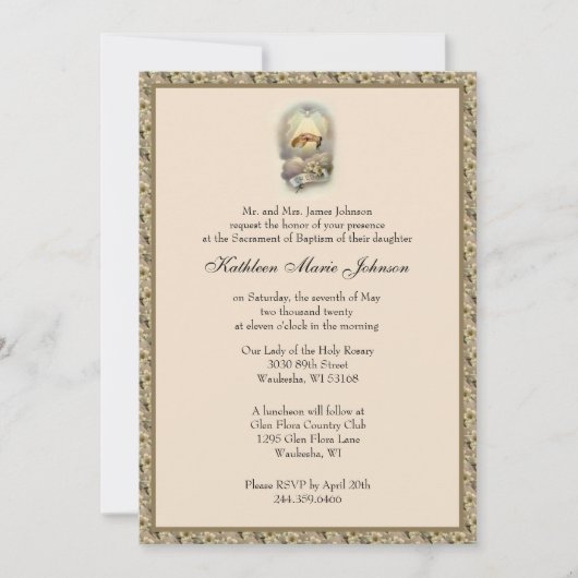 Katholieke Vintage Baptisme Christening Traditiona Kaart (Voorkant)