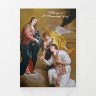 katholieke Vintage St. Valentijn Prayer Drieluik Wenskaart
