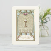 Katholieke Vintage Uitnodiging tot de Eerste Heili (Staand voorkant)