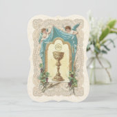 Katholieke Vintage Uitnodiging tot de Eerste Heili (Staand voorkant)