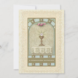 Katholieke Vintage Uitnodiging tot de Eerste Heili