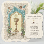 Katholieke Vintage Uitnodiging tot de Eerste Heili<br><div class="desc">Het vieren van de heiligheid van de Eerste Heilige Communie is een wonderlijke gelegenheid. Deze traditionele katholieke,  op maat ontworpen  Eerste Heilige Communie nodigt de Heilige Eucharistisch en Angels hierboven uit in verbijstering met een kant-en-klare achtergrond. Alle tekst en doopvonten kunnen gemakkelijk worden gewijzigd.</div>