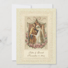 Katholieke Vintage Wedding Church/Reception Kaart