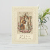 Katholieke Vintage Wedding Church/Reception Kaart (Staand voorkant)