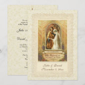 Katholieke Vintage Wedding Church/Reception Kaart (Voorkant / Achterkant)