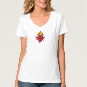 Katholieke Vrouwen Sacred Heart van Jezus V-Neck T T-shirt