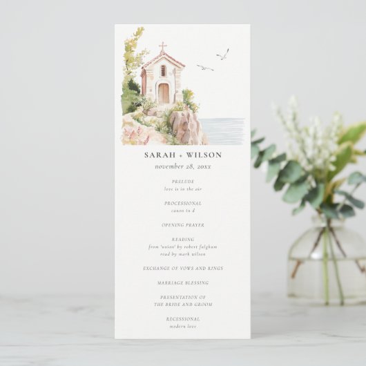 Katholieke Waterverf aan de kust huwelijksprogramm Kaart (Staand voorkant)