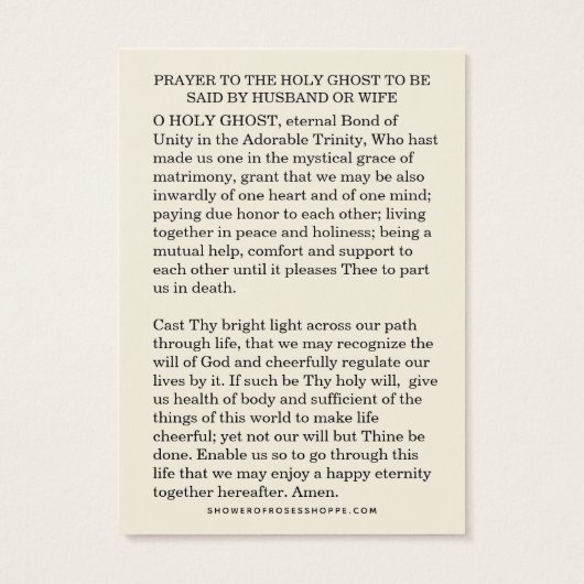 Katholieke weddenschap voor echtgenoot en vrouw visitekaartje (Achterkant)