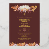 Katholieke Weddenschappen Naherfst Herfst Pumpkins Folie Uitnodiging (Voorkant)