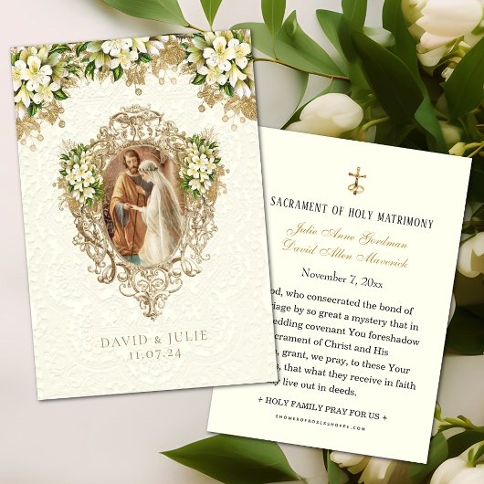 Katholieke Witte Bloemige Gouden Trouw Heilige Kaa Visitekaartje