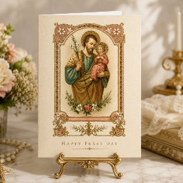 Katholieke zegen op de feestdag van Sint-Jozef Kaart