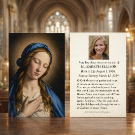 Katholieke Zegenrijke Maria Madonna Rouwherdenking Visitekaartje