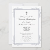 Katholieke Zilveren Bevestiging Dove Rozen Rozen Kaart (Voorkant)