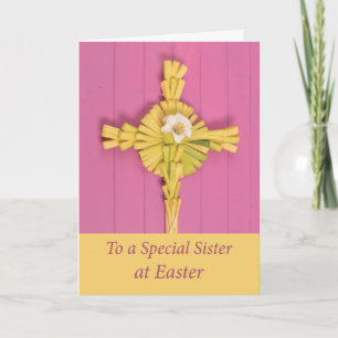 Katholieke zuster Paaspalm Kruis met Lily Kaart