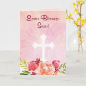 Katholieke zuster Paasverslaafden Roze Waterverf Kaart (Gele Bloem)