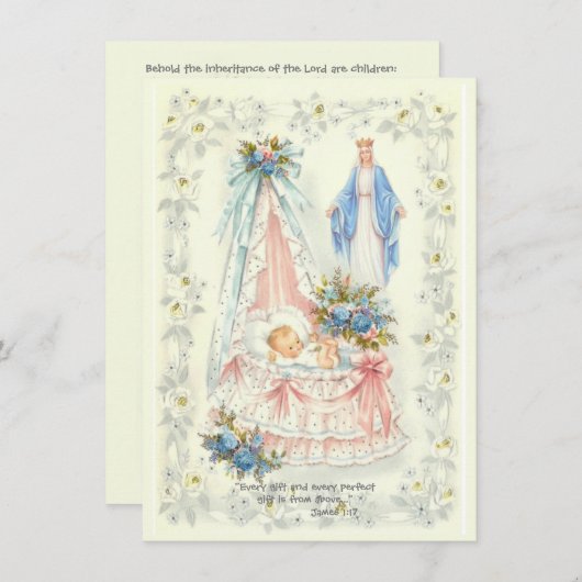 Katholieke Zwangerschap Aankondiging Jongen of Mei (Voorkant / Achterkant)