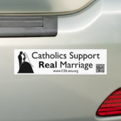 Katholieken ondersteunen echt huwelijk bumpersticker (Op auto)