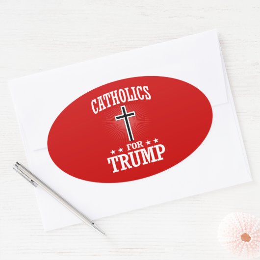 KATHOLIEKEN VOOR TRUMP OVALE STICKER (Envelop)