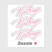 Kathryn Decoratieve Naam in Roze x3 Sticker (Vel)