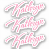 Kathryn Decoratieve Naam in Roze x3 Sticker (Voorkant)