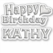 Kathy Happy Birthday silver Aufkleber Sticker (Voorkant)