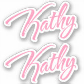 Kathy Naam in Roze x2 Sticker (Voorkant)