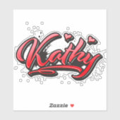 Kathy red Heart Graffiti Aufkleber Sticker (Vel)