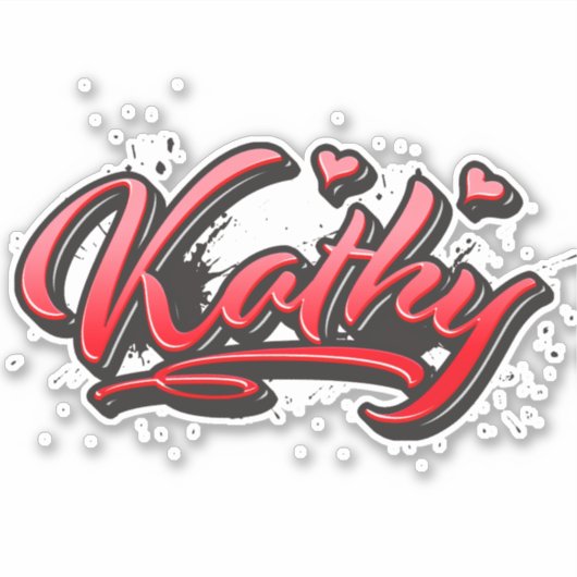 Kathy red Heart Graffiti Aufkleber Sticker (Voorkant)