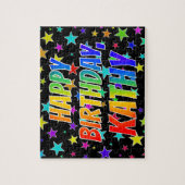 "KATHY" voornaam, geun "HAPPY BIRTHDAY" Legpuzzel (Verticaal)